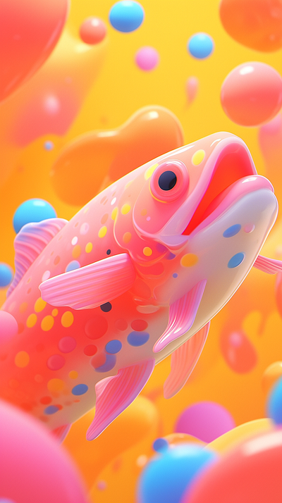 cute colorful fish ai aigc android app branding colorful design fish illustration interface logo midjourney phone ui visual