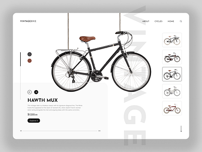 Vintage Bike app bicycle bike creativedesign design productpage ui ux