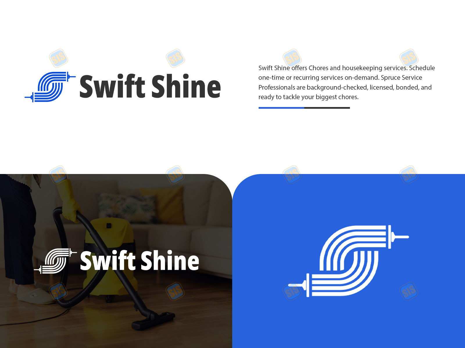 Logo design for Cleaning App - Swift Shine brand branding business cleaning app cleaning logo creative design firm graphic design illustration letter mark logo logo design logo designer logo mark logo type minimal modern typography vector