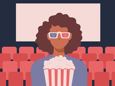 Woman in a movie theatre 3d glasses cinema movie people popcorn woman