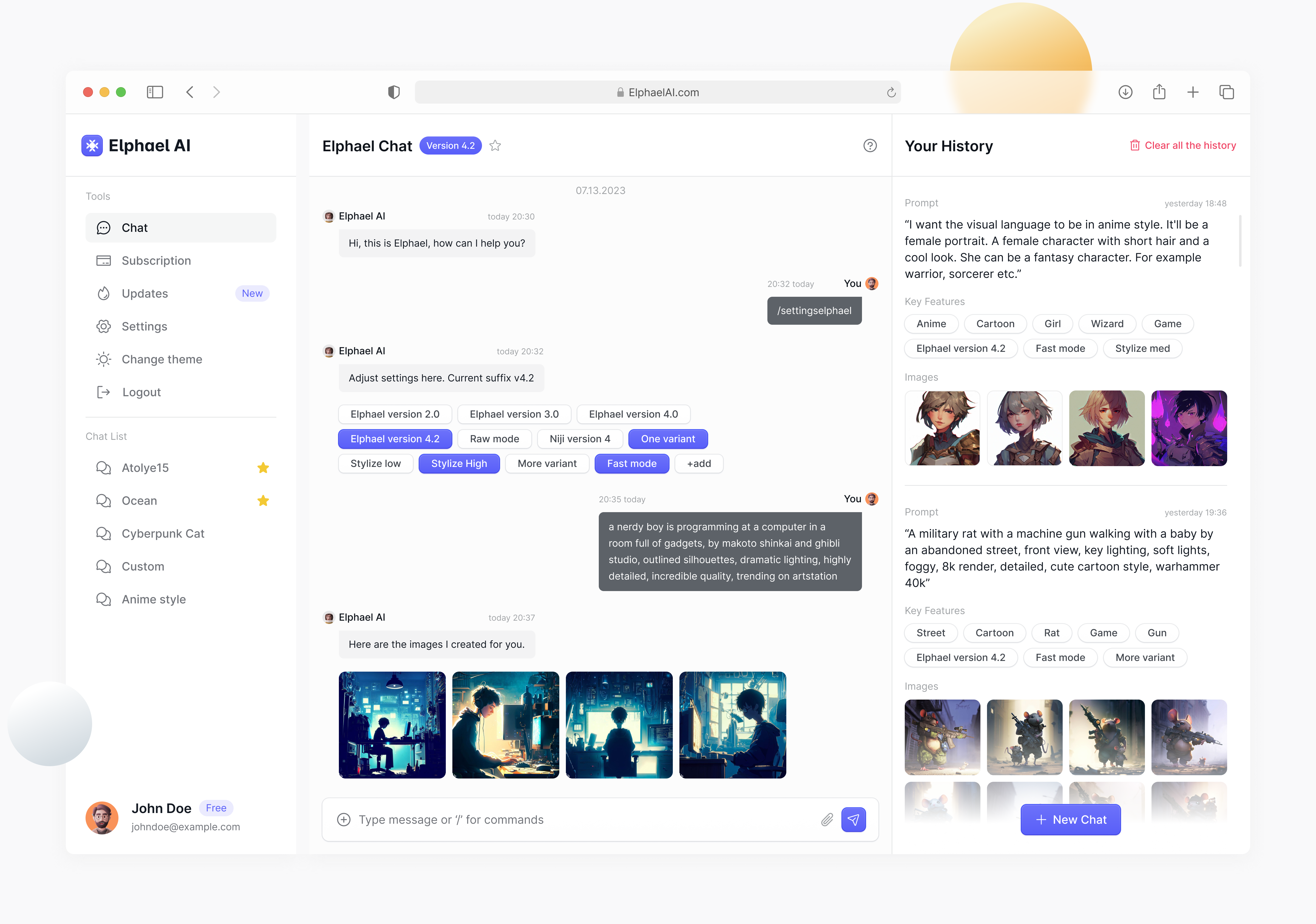 Example of Elphael AI: An Image-Generating Chatbot Design