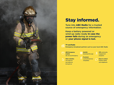 SACFS - Stay Informed Display Panel design editorial design emergency services firefighters graphic design icons infographic presentation slides