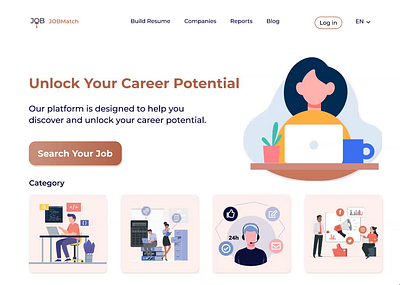 Job Search Platform challenge illustration job platform job search landing page ui uplabs