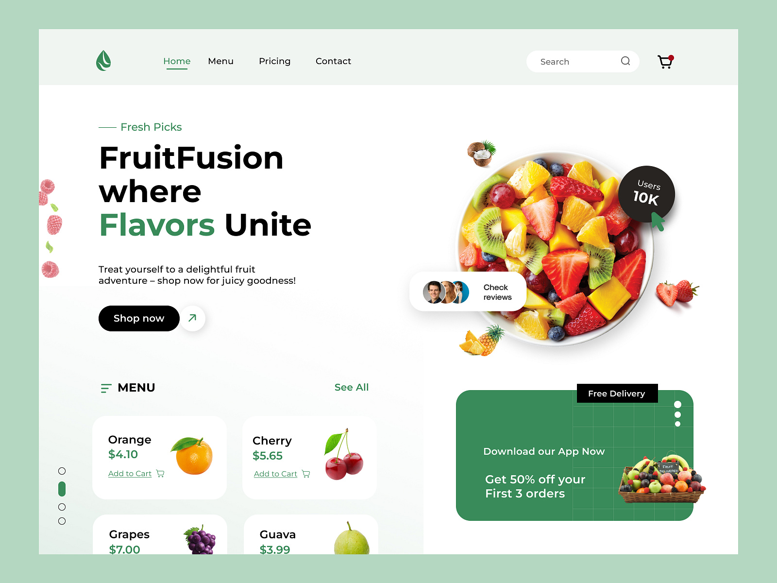 Fruits Landing Page Design by Muhammad Ali for Upnow Studio on Dribbble