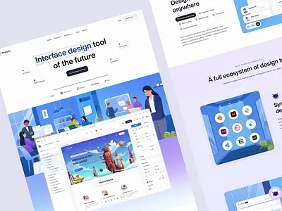 Interface Design Tools Landing Page 3d ai animation clean custom dashboard design design tool desktop illustration landing page mobile orely parallax product responsive software ui visual website