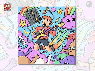 Doodle Art Covers Album Illustration - Guitar Player procreate