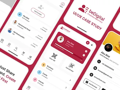 beDigital - Digital business cards mobile app (Case Study) app azad branding business card business card design business identity design digital business card digital card graphic design mobile app mohammad mohammad azad ui ui design ux visiting card