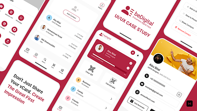 beDigital - Digital business cards mobile app (Case Study) app branding business card design mobile app ui ui design