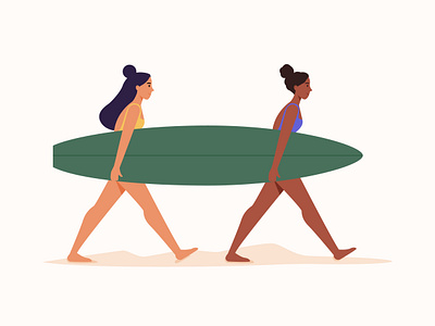 Surfers beach illustration people surfboard surfer surfers walking woman