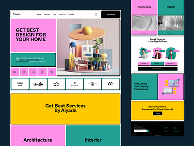Architecture & Interior Design Agency Website - Landing Page agency architecture colorful company design exterior header home page interface interior landing page living modern office room sakib team ui web website