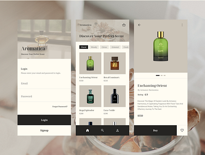 Aromatica- Perfume Shop App app app design design graphic design mobile mobile design product design ui ui design ui ux ui ux design ux ux design