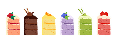 Colorful cakes berry cake cartoon chocolate colorful cute dessert fruit fun icon illustration snack strawberry sweet