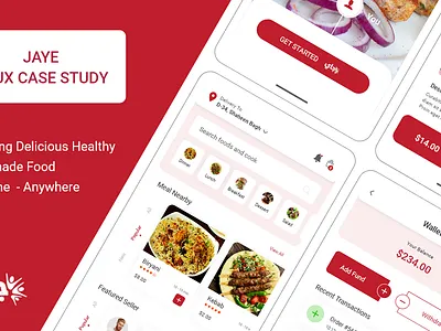 Jaye - Home Food Delivery Mobile App (Case Study) app azad branding case study creative delivery delivery app delivery boy design food food delivery app graphic design home food app illustration mobile app mohammad mohammad azad ui ui design ux