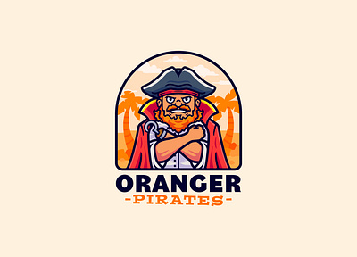 Pirates logo cartoon character illustration adventure beard captain caribbean cartoon character cute design hat illustration logo mascot orange people pirate roger sailor skull travel vector