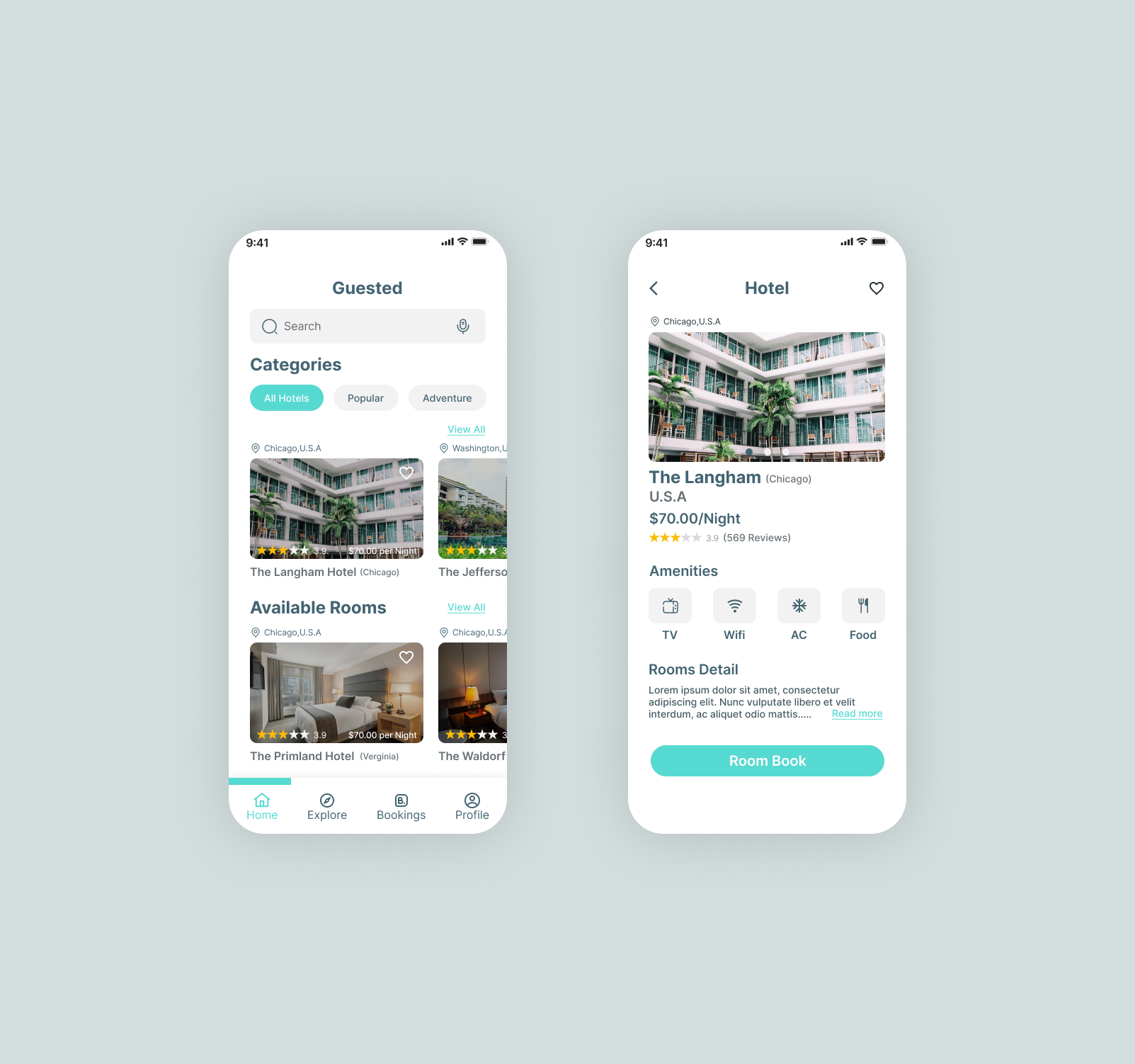 Hotel Booking App|UI Design By Quratulain Rafiq On Dribbble