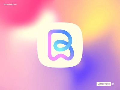 R Logo app color connect design designer designs gradient gradients icon letter line logo logos minimal modern playful r tech ui web