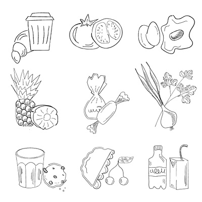 Sketches of food doodles doodling food graphic design lineart logo outline sketch sketching