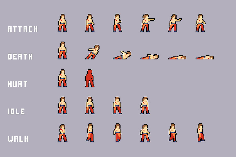 Prisoner Character Sprites Pixel Art by 2D Game Assets on Dribbble