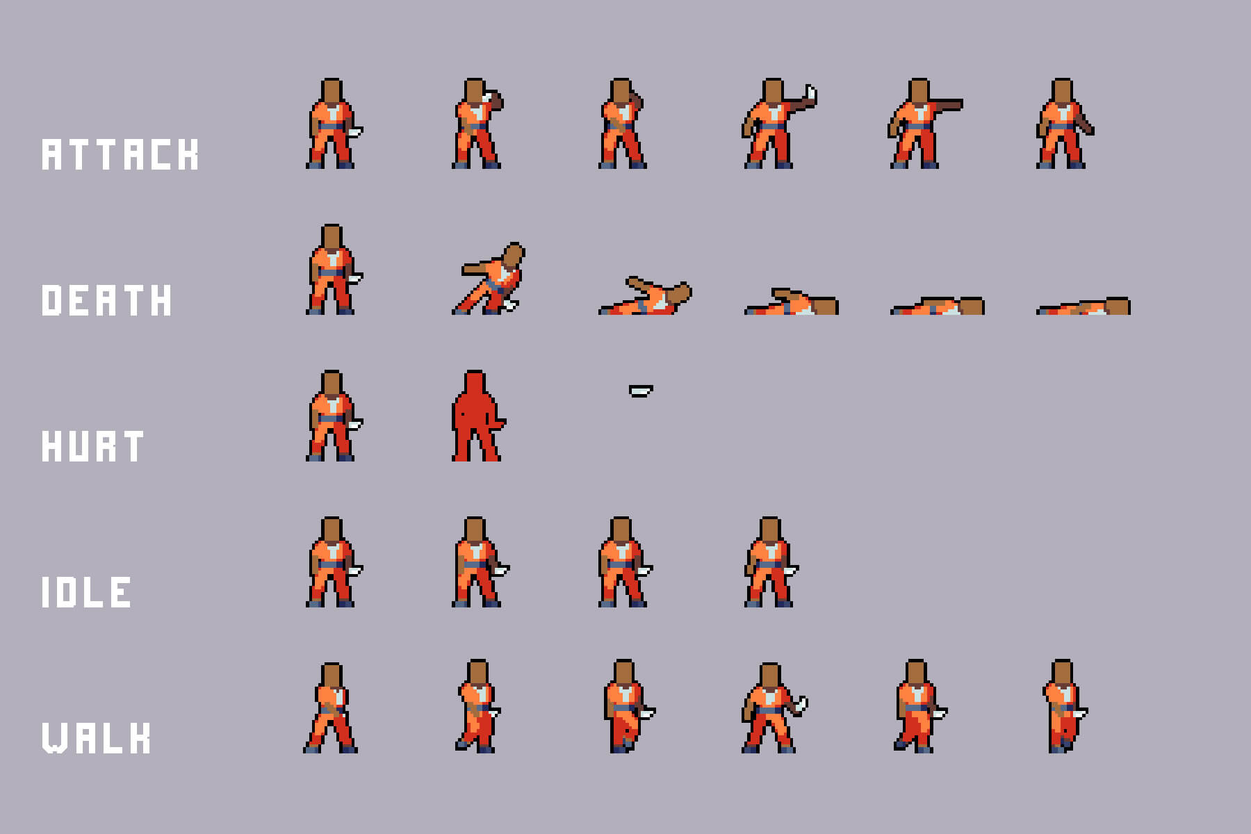 Prisoner Character Sprites Pixel Art by 2D Game Assets on Dribbble