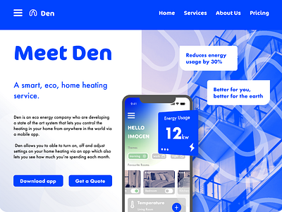 branding for 'Den', a smart, eco home heating service. branding graphic design logo ui