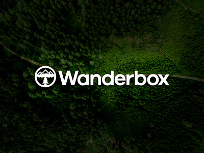 Wanderbox camping vehicle logo proposal 4x4 adventure camper camping christmas tree circle logo forest free spirit green lake motoring mountain tops mountain view nature off road off road camper truck outdoors steering wheel truck wanderers