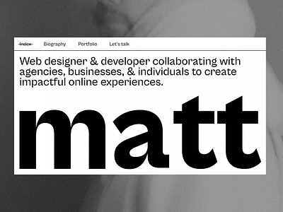 MattImling.com - Personal portfolio animation animations black clean creative design minimal minimalism mobile personal portfolio responsive simple typography ui web web development webdesign website white