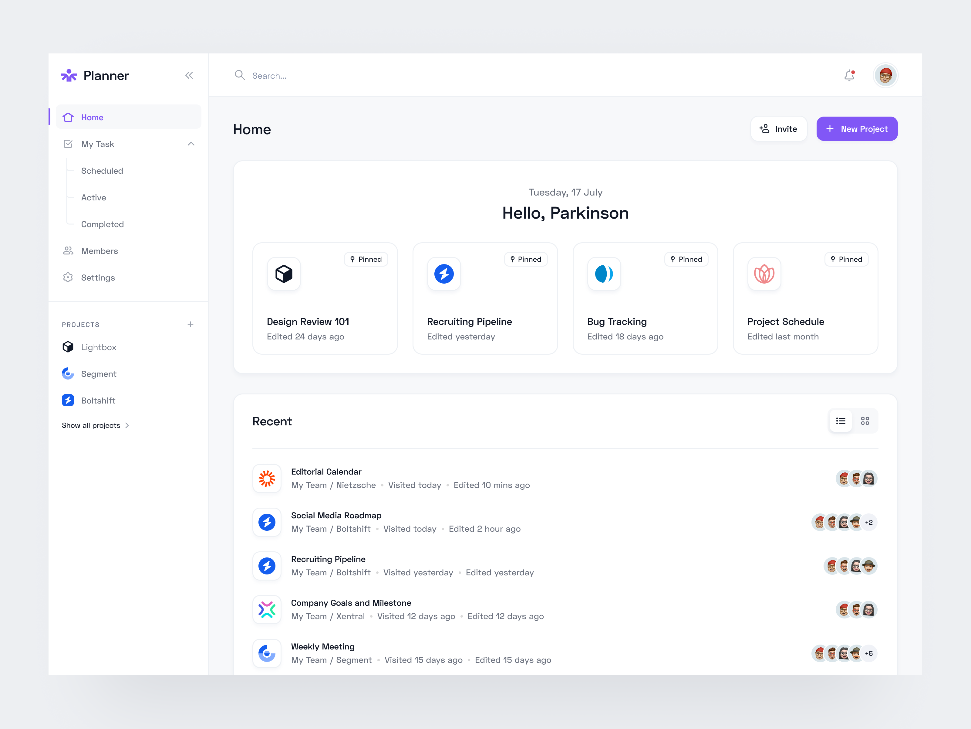 Planner - Web App Dashboard by Dipa Product for Dipa Inhouse on Dribbble