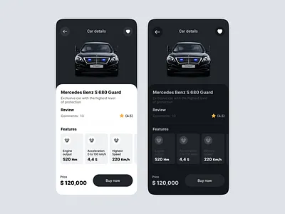 Mercedes Benz Guard branding car dark design shop ui ux