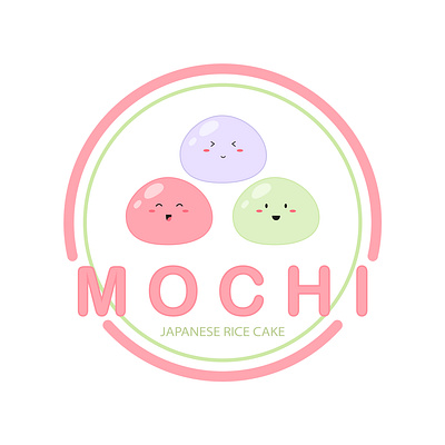 Mochi character design. mochi logo. Japanese sweets green