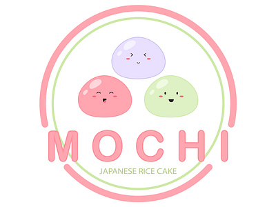 Mochi character design. mochi logo. Japanese sweets green