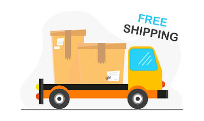 Delivery. Truck with parcels. Free shipping. Vector graphics free
