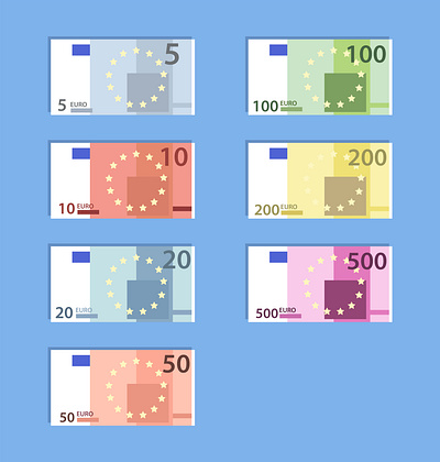 Money euro banknotes, simple flat style vector illustration concept