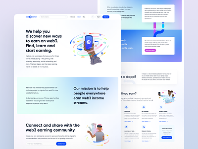 Web3earner | About Page about about page desktop development frontend illustrations responsive ui ui design user experience user interface ux ux design web design website design