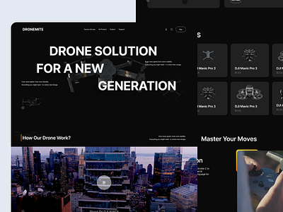 DRONEMITE: Drone Website Solution animated dark design drone figma modern solution ui ux video website