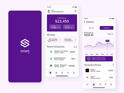 Smart - A personal finance app appdesign branding budget design dribbble figma finance illustration interface logo save ui uidesign uiux