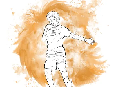 Female soccer players. The Lion. adobe photoshop art brush strokes character female game hand drawing illustration ink lion orange player soccer sport strong watercolor white woman