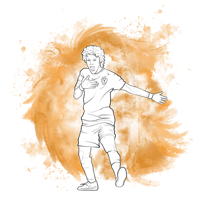 Female soccer players. The Lion. adobe photoshop art brush strokes character female game hand drawing illustration ink lion orange player soccer sport strong watercolor white woman