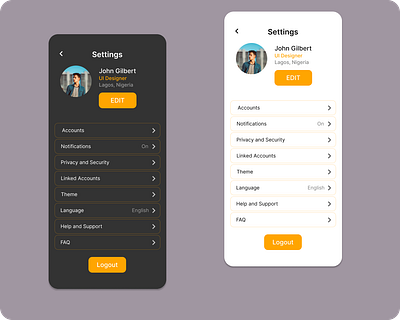 Daily UI 007 - Settings Page app challenge daily ui design interface settings page uiux