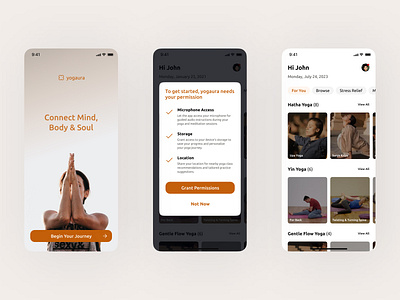 🧘‍♀️Yogaura - A Yoga App app branding dailyui design logo minimal minimalistic popup ui user interface ux