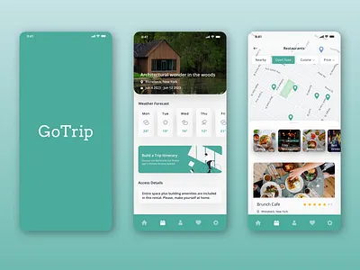GoTrip - All-in-one Travel Mobile App adventure app app design booking clean design mobile app design mobile ui restaurants simple tourism travel travel app traveling trip ui ux