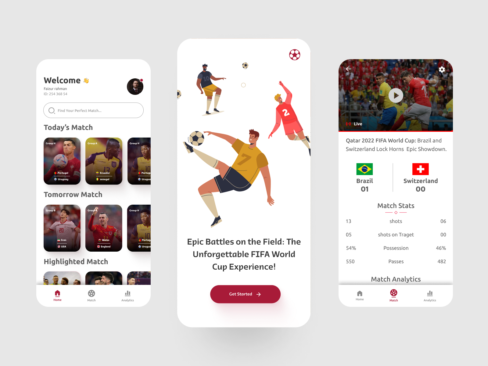 Football match App Design by Fizur Rahman Fahim on Dribbble