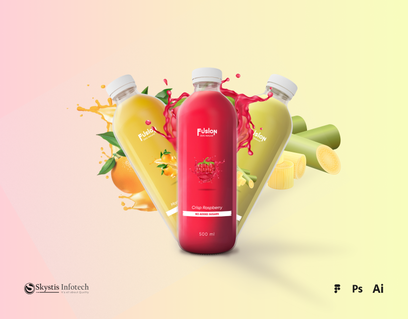 Fusion: Soft Drink Bottle Design [Fruit Juices] ai bottle bottle design figma fruit fruit juice illustrator juice juices natural drink photoshop ps soft drink
