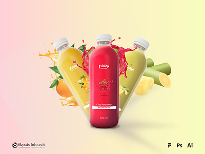 Fusion: Soft Drink Bottle Design [Fruit Juices] ai bottle bottle design figma fruit fruit juice illustrator juice juices natural drink photoshop ps soft drink