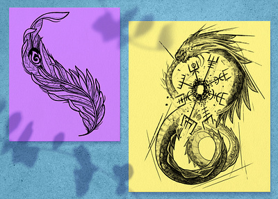 Tattoo Designs art blackwhite compass design dragon egypt feather fire graphic illustration jormungandr norse purple sketch tattoo texture yellow