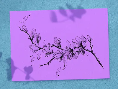 Tattoo Designs art blackwhite branch design flower graphic idea illustration japan magnolia sakura sketch tattoo
