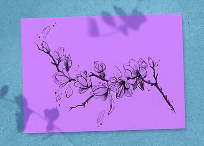 Tattoo Designs art blackwhite branch design flower graphic idea illustration japan magnolia sakura sketch tattoo
