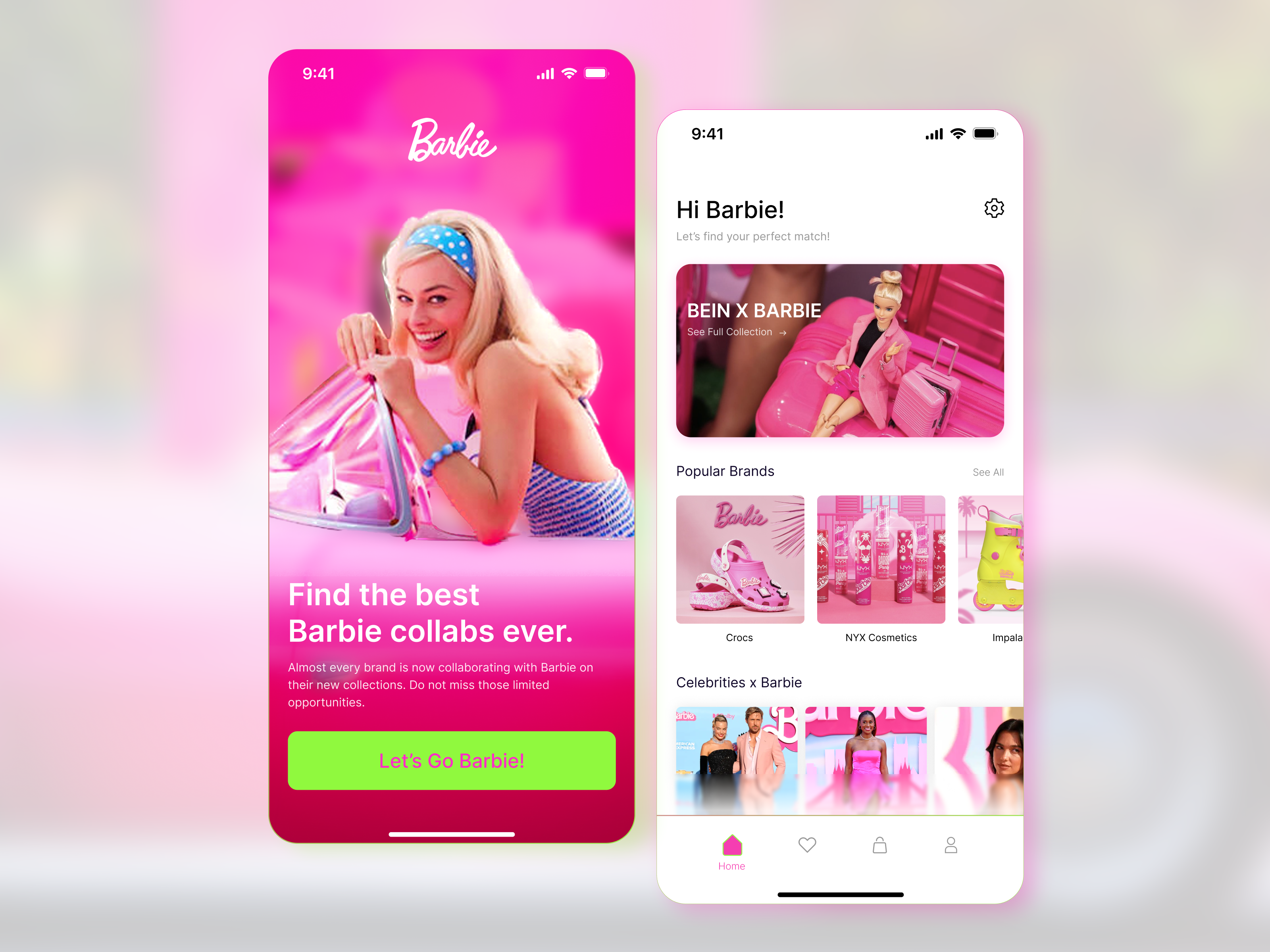 Barbie Collection Mobile App barbie catalog color design e commerce ecommerce home minimal mobile mobile design movie neon onboarding online pink shop shopping ui user interface ux
