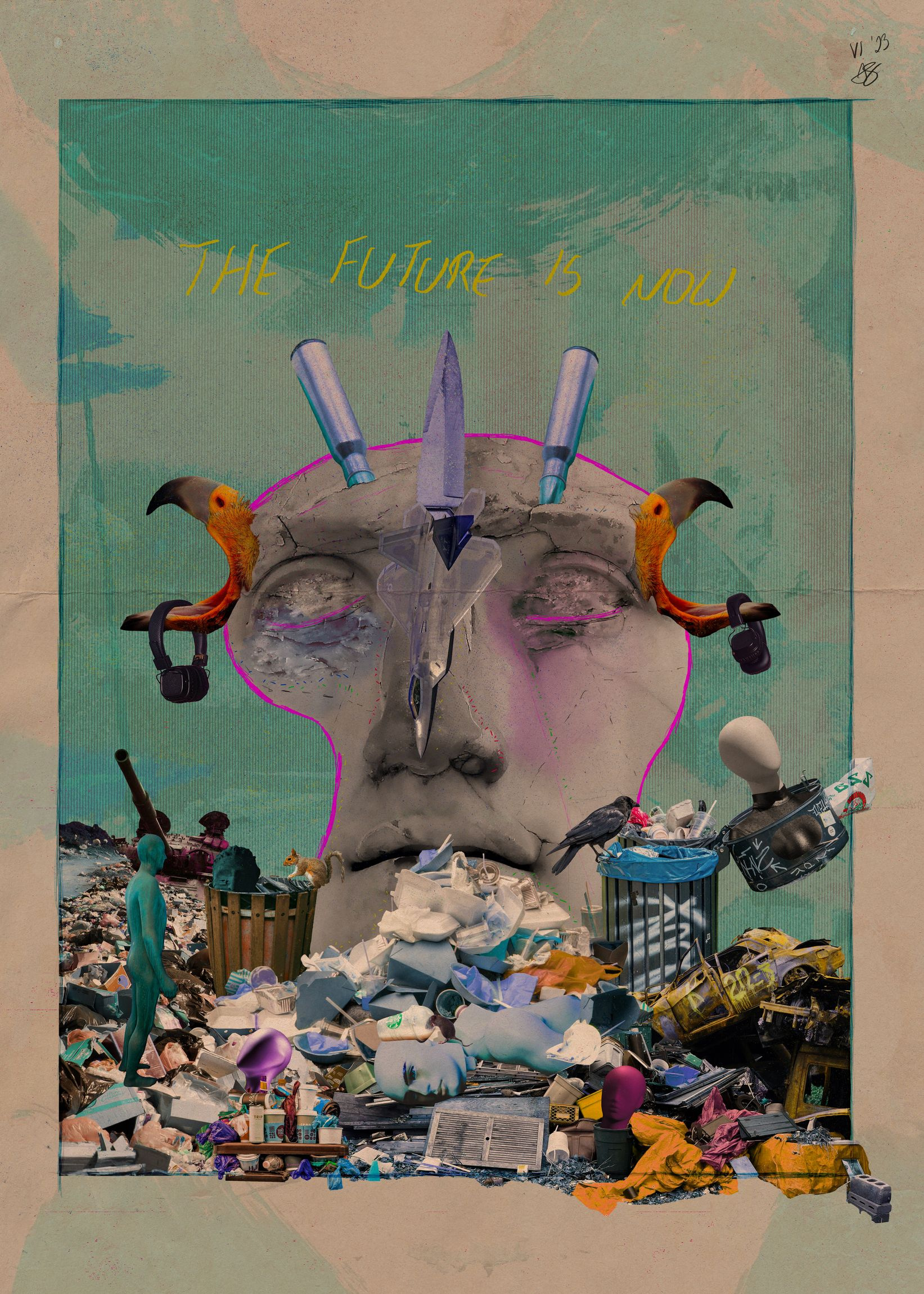 The Future is Now collage digital collage digital illustration environment illustration ipad pro photoshop polish designer polski plakat poster social issues society