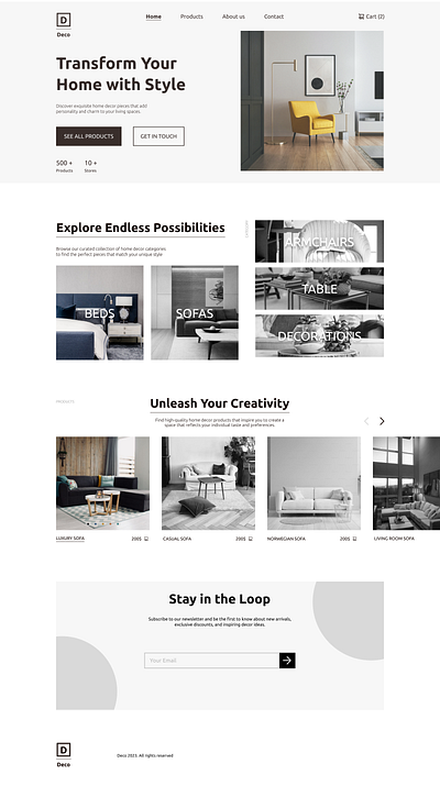 Home Deco Home Page Website branding graphic design homepage illustration ui uiux ux webdesign
