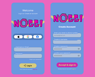 Login & Registration pages design for mobile devices.